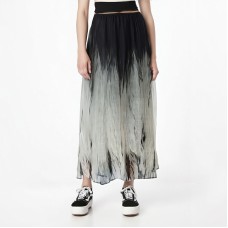 New Chinese style fashionable temperament high waist slimming ink painting gradient large swing umbrella skirt