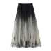 New Chinese style fashionable temperament high waist slimming ink painting gradient large swing umbrella skirt