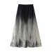 New Chinese style fashionable temperament high waist slimming ink painting gradient large swing umbrella skirt