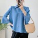 Western style semi open collared floral jacket top women's nail bead pleated shirt