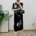 Printed pleated cheongsam skirt