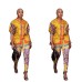 Fashionable casual long sleeved shirt with luxurious print two-piece set