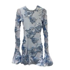 Personalized backless heavy embroidery dress for women in autumn, new jacquard design, slim fit and slimming, flared sleeve short skirt