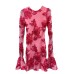 Personalized backless heavy embroidery dress for women in autumn, new jacquard design, slim fit and slimming, flared sleeve short skirt