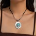 Ins vacation circular turquoise collarbone necklace Korean velvet versatile alloy