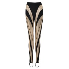 Color blocking mesh splicing foot stomping leggings