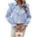 European and American autumn and winter top with feminine temperament, bubble sleeve cardigan, long sleeved shirt