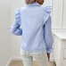 European and American autumn and winter top with feminine temperament, bubble sleeve cardigan, long sleeved shirt