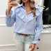 European and American autumn and winter top with feminine temperament, bubble sleeve cardigan, long sleeved shirt