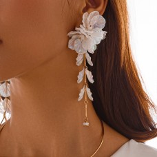 Fashionable commuting scallop CCB flower tassel simple and colorful earrings versatile