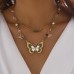 Little Fresh Butterfly Copper Wrapped Iron Chain Necklace Set Sweet Alloy Multi Layer Clavicle Chain