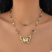 Little Fresh Butterfly Copper Wrapped Iron Chain Necklace Set Sweet Alloy Multi Layer Clavicle Chain