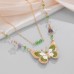 Little Fresh Butterfly Copper Wrapped Iron Chain Necklace Set Sweet Alloy Multi Layer Clavicle Chain