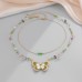 Little Fresh Butterfly Copper Wrapped Iron Chain Necklace Set Sweet Alloy Multi Layer Clavicle Chain