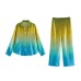 Silk tie dye printed shirt and pants set