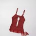 Open design buckle decoration knitted suspender dress