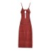 Open design buckle decoration knitted suspender dress