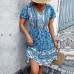 New European and American summer women's V-neck ethnic style floral dress