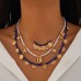 Holiday beach rice bead shell necklace set, fashionable alloy starfish collarbone necklace