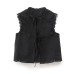 Elegant and fashionable lace round neck black lace embroidery top