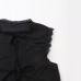 Elegant and fashionable lace round neck black lace embroidery top
