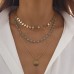 Ins style sequin alloy OT buckle necklace punk multi-layer crystal flower sequin collarbone chain