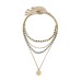 Ins style sequin alloy OT buckle necklace punk multi-layer crystal flower sequin collarbone chain