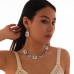 Ins Style Irregular Alloy Necklace Set Geometric Wave Thread Clavicle Chain for Women