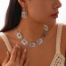 Ins Style Irregular Alloy Necklace Set Geometric Wave Thread Clavicle Chain for Women