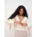 V-neck lace up hollow knit cardigan top sweater jacket for women