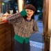Short style herringbone sweater jacket for women in autumn and winter, Hong Kong style retro chic slim fit chic knitted cardigan top