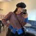 Short style herringbone sweater jacket for women in autumn and winter, Hong Kong style retro chic slim fit chic knitted cardigan top