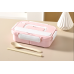 Japanese style simple microwave insulation compartment lunch box with tableware