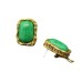 Medieval 925 silver needle earrings square femininity green stone fashion simple advanced earrings ear clap