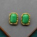 Medieval 925 silver needle earrings square femininity green stone fashion simple advanced earrings ear clap