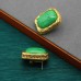Medieval 925 silver needle earrings square femininity green stone fashion simple advanced earrings ear clap