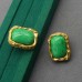 Medieval 925 silver needle earrings square femininity green stone fashion simple advanced earrings ear clap