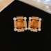 Mirad oval resin pearl geometry 925 silver needle earrings with retro palace style, niche temperament, high-end earrings
