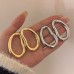 INS new metal smooth oval hollow earrings French retro irregular exaggerated personality earrings