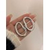 INS new metal smooth oval hollow earrings French retro irregular exaggerated personality earrings