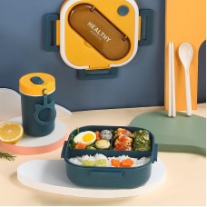 Japanese style simple sealed square single layer compartment lunch box