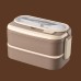 Large capacity double-layer insulated lunch box 304 stainless steel portable handle compartment lunch box with cutlery