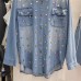 New Heavy Industry Bow with Colored Diamond Nails and Beads, High Waist, Skinny and Wide Leg Denim Shorts for Women