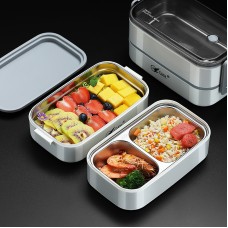 Microwaveable portable double-layer 304 stainless steel compartment insulation lunch box