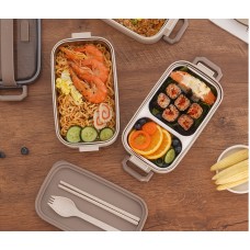 Microwaveable stainless steel single layer portable lunch box with lid