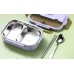 Microwaveable stainless steel compartmentalized insulated lunch box with cutlery