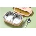Microwaveable stainless steel compartmentalized insulated lunch box with cutlery