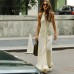 European and American sleeveless round neck tied pleated dress