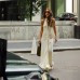 European and American sleeveless round neck tied pleated dress