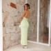 Spring and summer high-end dress, European and American women's high-end hanging neck slim fit long skirt for women